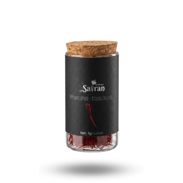 1gr Safran Baharatı - 20cc Mantar Tıpalı Cam Şişe | Siyah Etiket