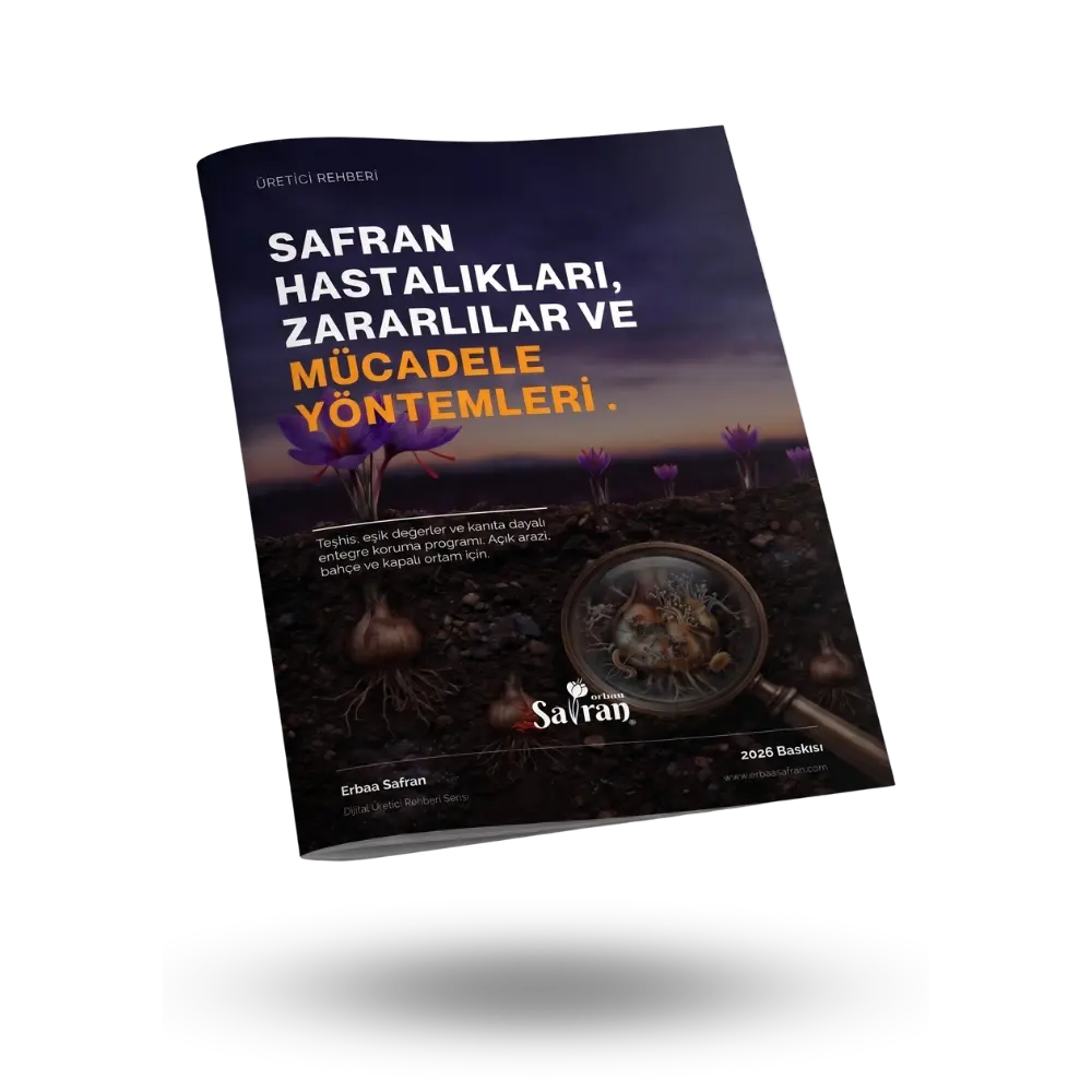 Safran Hastalıkları, Zararlılar ve Mücadele Yöntemleri PDF Ürünü Kapak Görseli 1 Safran Hastalıkları, Zararlılar ve Mücadele Yöntemleri üretici rehberi PDF kapağı