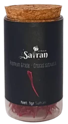 Royal Noir - 1g Saffron Spice - 20cc Glass Bottle with Cork Stopper - Black Label